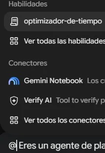 Menú que aparece al escribir @ con la Habilidad optimizador-de-tiempo
